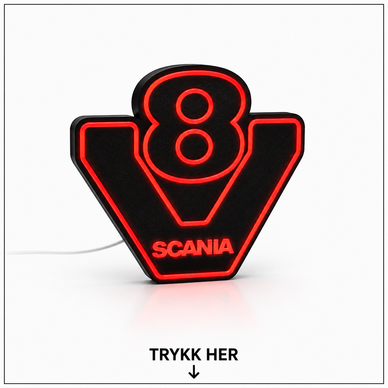 Scania V8 Lysboks med LED – Garasjeskilt