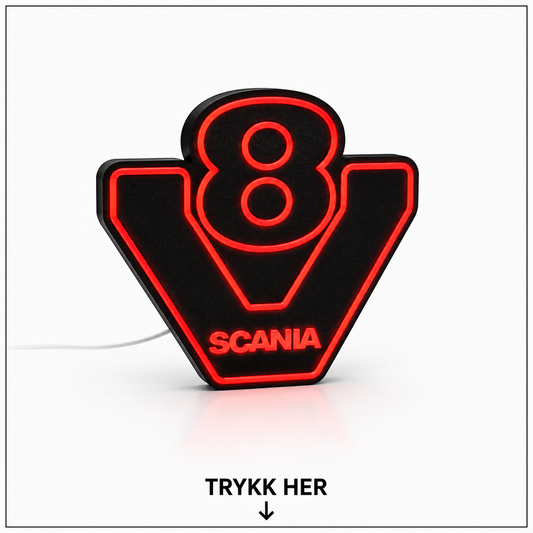 Scania V8 Lysboks med LED – Garasjeskilt